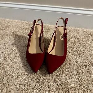 Ann Taylor Factory Red Velvet Slingback Heels with Bow Detail Size 7 Never Worn